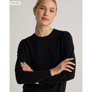 Quince Mongolian Cashmere Sweater Women's 3X Black Grade A Crew Classic NWT $148